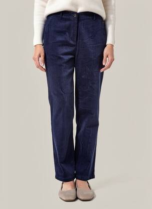 Pantalon drept închidere cu fermoar sub clapetă cu nasturi mărime normală albastru BELLA JONES femeie