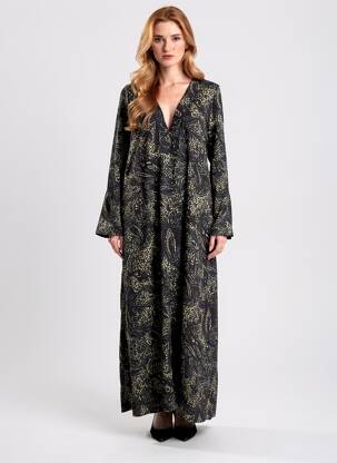 Rochie lungă mâneci lungi mâneci lungi negru DIEGA femeie