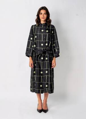 Rochie midi imprimeu fantezie mâneci lungi negru SOEUR femeie