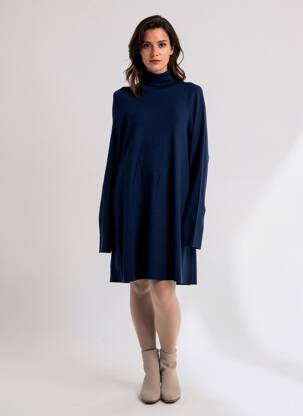 Rochie pulover croială dreaptă mâneci lungi albastru LAURENCE BRAS femeie