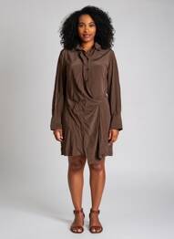 Rochie scurtă mâneci lungi mâneci lungi maro VANESSA BRUNO femeie
