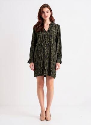 Rochie scurtă mâneci lungi mâneci lungi verde FIVE femeie