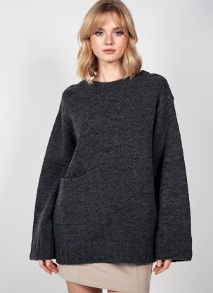 Pulover croială dreaptă mâneci lungi gri PENN & INK N.Y femeie