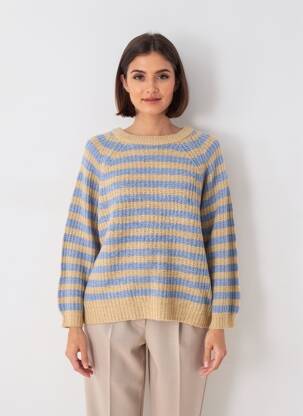 Pulover croială dreaptă mâneci lungi albastru LOLLYS LAUNDRY femeie