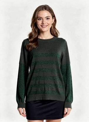 Pulover croială cambrată mâneci lungi verde BELLEROSE femeie