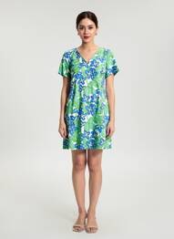 Rochie scurtă închidere cu fermoar la spate mâneci scurte verde MADE IN SENS femeie