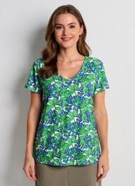 Tricou imprimeu fantezie mâneci scurte verde MADE IN SENS femeie