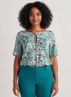 Tricou imprimeu fantezie mâneci scurte verde SURKANA femeie