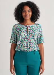 Tricou imprimeu fantezie mâneci scurte verde SURKANA femeie