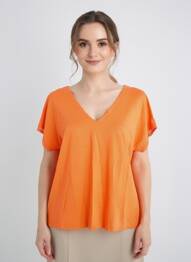 Tricou croială dreaptă mâneci scurte portocaliu MALOKA femeie