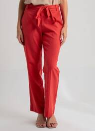 Pantalon drept țesătură poplin mărime normală roșu MADE IN SENS femeie