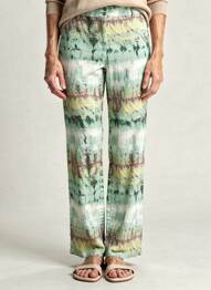 Pantalon drept talie elastică mărime normală verde ANDAM femeie