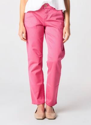 Pantalon chino țesătură poplin mărime normală roz HAPPY femeie
