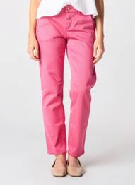 Pantalon chino țesătură poplin mărime normală roz HAPPY femeie
