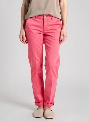 Pantalon chino țesătură poplin mărime normală roz HAPPY femeie