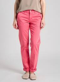 Pantalon chino țesătură poplin mărime normală roz HAPPY femeie