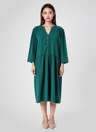 Rochie midi mâneci 3/4 mâneci 3/4 verde GRACE & MILA femeie