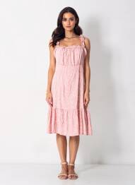 Rochie midi imprimeu floral fără mâneci roz C'FLO femeie