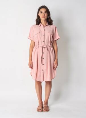 Rochie scurtă mâneci scurte mâneci scurte roz ELLI WHITE femeie