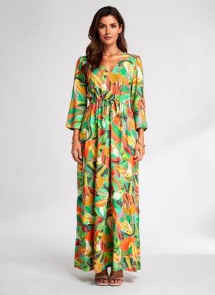 Rochie lungă mâneci lungi mâneci lungi verde LA FIANCÉE femeie