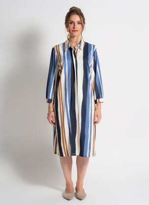 Rochie midi croială fluidă mâneci 3/4 albastru K-DESIGN femeie