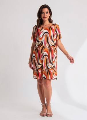 Rochie scurtă mâneci scurte mâneci scurte portocaliu COULEURS DU TEMPS femeie
