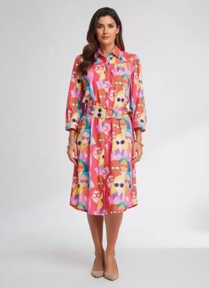 Rochie midi mâneci 3/4 mâneci 3/4 roșu K-DESIGN femeie