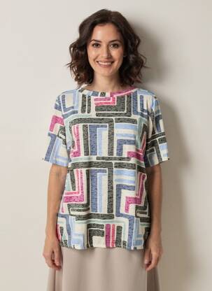 Tricou elasticitate mâneci scurte albastru CECIL femeie