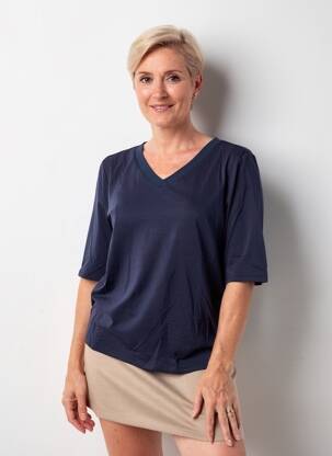 Tricou mâneci 3/4 mâneci 3/4 albastru BARBARA LEBEK femeie