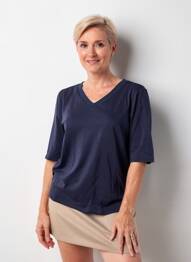 Tricou mâneci 3/4 mâneci 3/4 albastru BARBARA LEBEK femeie