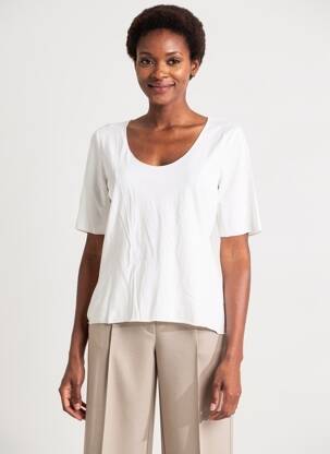 Tricou elasticitate mâneci scurte alb OUI femeie