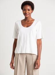 Tricou elasticitate mâneci scurte alb OUI femeie