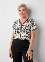 Tricou imprimeu fantezie mâneci scurte bej KALISSON femeie