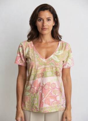 Tricou imprimeu fantezie mâneci scurte roz AGATHE & LOUISE femeie