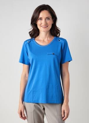 Tricou croială cambrată mâneci scurte albastru KALISSON femeie