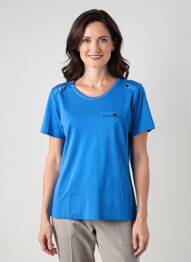 Tricou croială cambrată mâneci scurte albastru KALISSON femeie