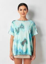 Tricou imprimeu fantezie mâneci scurte verde CECIL femeie