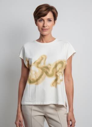 Tricou imprimeu fantezie mâneci scurte bej BRANDTEX femeie