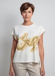Tricou imprimeu fantezie mâneci scurte bej BRANDTEX femeie