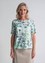 Tricou imprimeu fantezie mâneci scurte verde JOY OF LIFE femeie