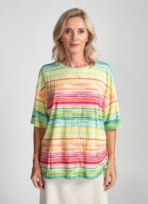Tricou croială dreaptă mâneci scurte verde JOY OF LIFE femeie