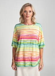 Tricou croială dreaptă mâneci scurte verde JOY OF LIFE femeie