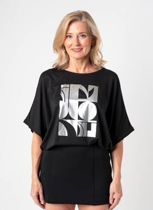 Tricou mâneci 3/4 mâneci 3/4 negru CISO femeie
