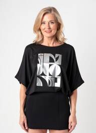 Tricou mâneci 3/4 mâneci 3/4 negru CISO femeie