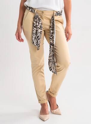 Pantalon slim buzunare bej LE TEMPS DES CERISES femeie