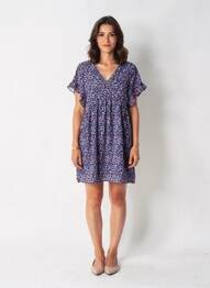 Rochie scurtă mâneci scurte mâneci scurte albastru LE TEMPS DES CERISES femeie