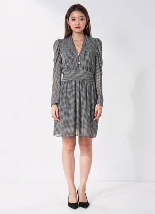 Rochie scurtă mâneci lungi mâneci lungi negru SENES femeie