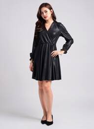 Rochie scurtă mâneci lungi mâneci lungi negru ESPERANCE femeie