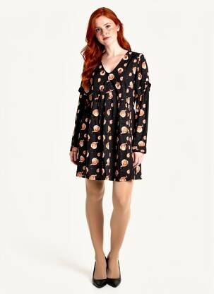 Rochie scurtă croială fluidă mâneci lungi negru LES TROPEZIENNES PAR M.BELARBI femeie