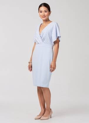 Rochie midi țesătură crep mâneci scurte albastru JOSEPH RIBKOFF femeie